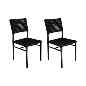 Kit 2 Cadeiras França Corda Náutica Base Em Alumínio Preto-preto - Cor: Preto
