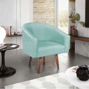 Poltrona Decorativa Luiza Pés Palito Suede Azul Tiffany