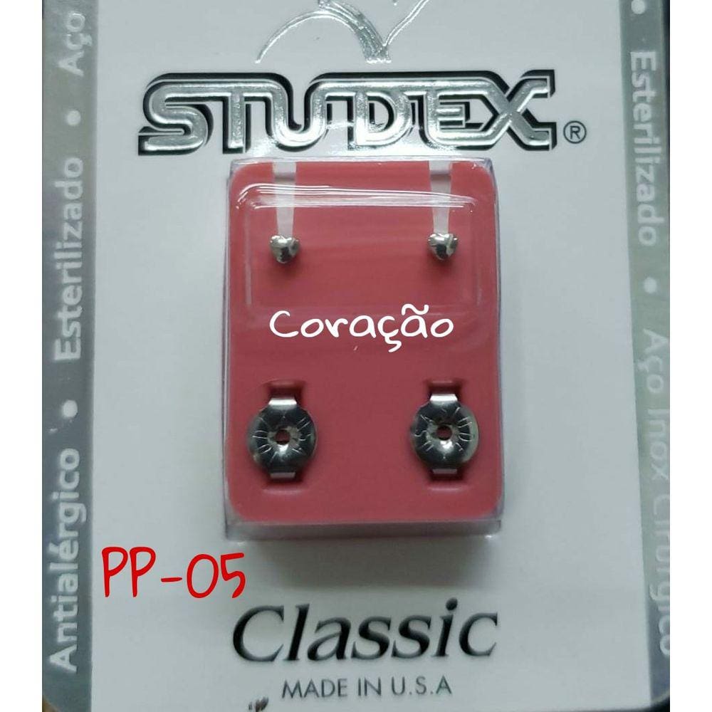 Brinco Studex Classic 2Mm Coração Prata