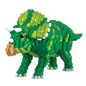 Conjunto de construção de microdinossauros, mini tijolos 3D DIY, 1737 unidades, KLJM-06, Triceratops