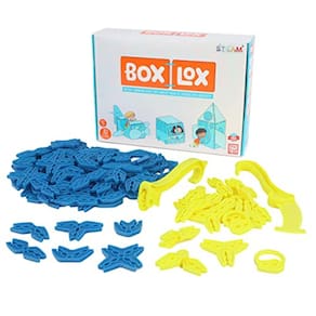 Kit de construção Toys Box Lox de 80 peças — Construção criativa em papelão (Blue Deluxe)