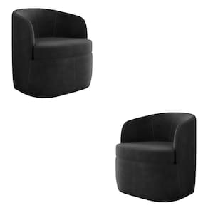 Kit 2 Poltronas Decorativas Bel Sala De Estar Base Giratória Veludo Cinza Escuro G33 - Gran Belo