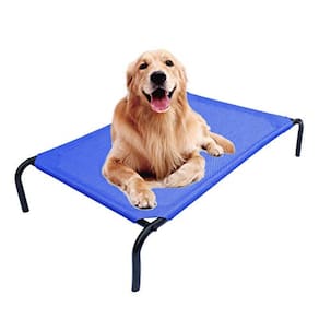 Cama portátil elevada para animais de estimação, berço de refrigeração, 128 cm x 78 cm x 20 cm, azul