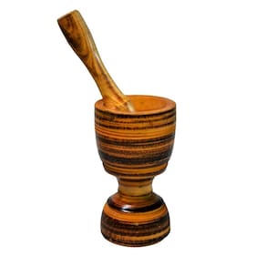 Pilão Socador em Madeira Culinária Alho Pasta Grão 13x8cm P