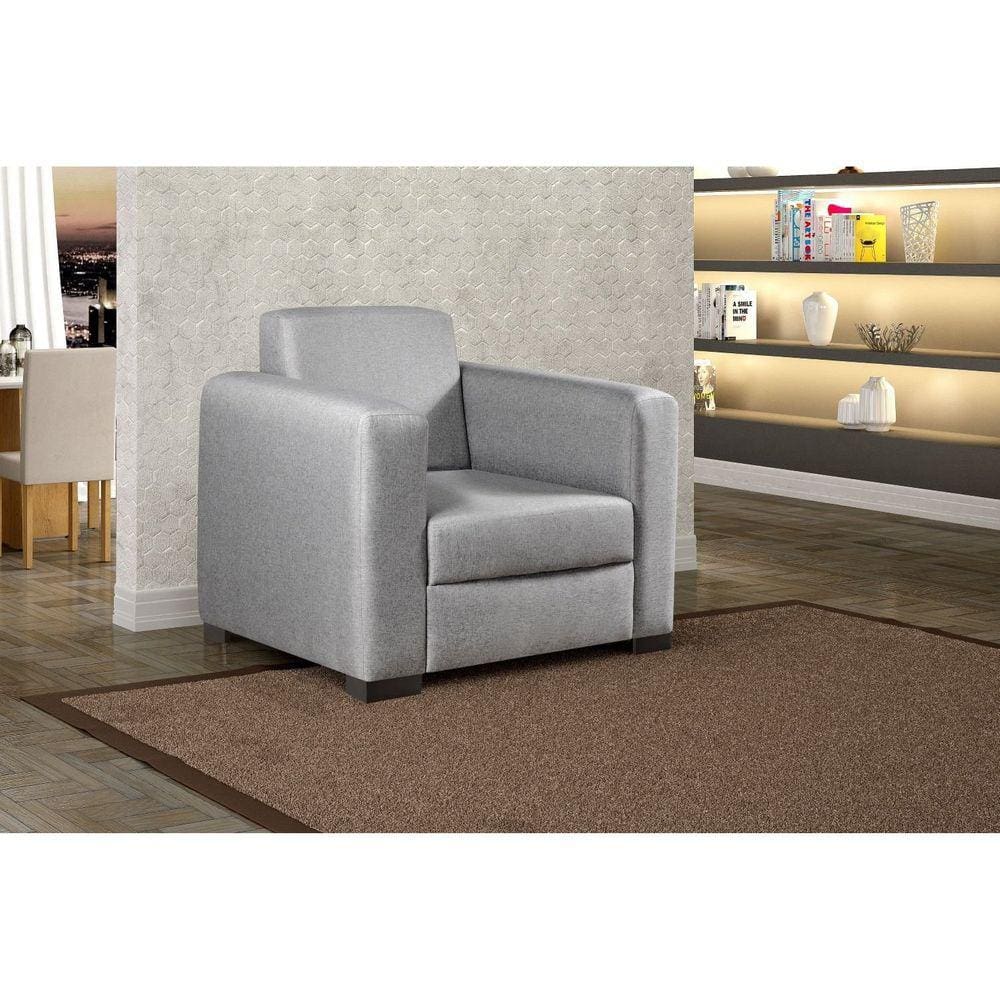 Poltrona Decorativa para Sala de Estar 90 Cm Basic Cinza Claro