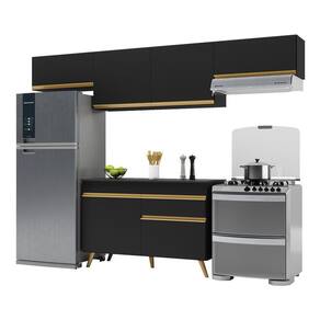 Cozinha Compacta Multimóveis Veneza Gb Fg3697 Com Armário E Balcão Preta
