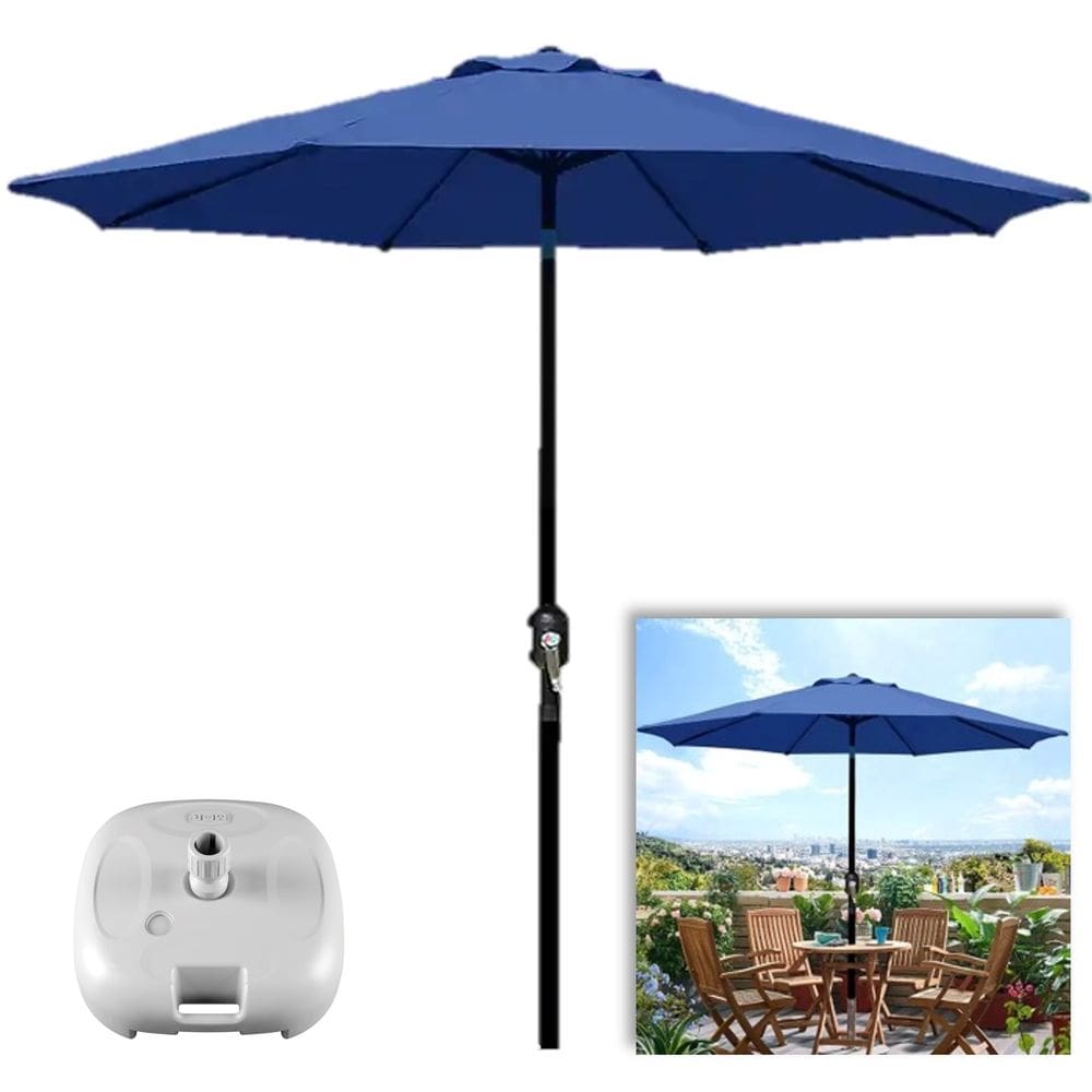 Ombrelone com Base para Piscina 3 metros guarda sol Articulado Com Manivela Maresias Azul - AMZ