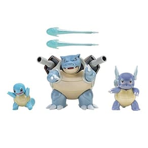 Pacote Select Evolution 3 — Figuras Squirtle, Wartortle e Blastoise — Detalhes autênticos