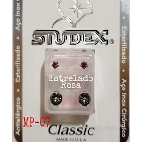 Brinco Studex Classic 4Mm Tiffany Rosa Medio Prata