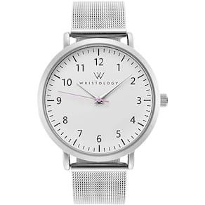 Relógio analógico Olivia Large Face Easy Read — Pulseira de malha metálica para enfermeiras, professores e idosos