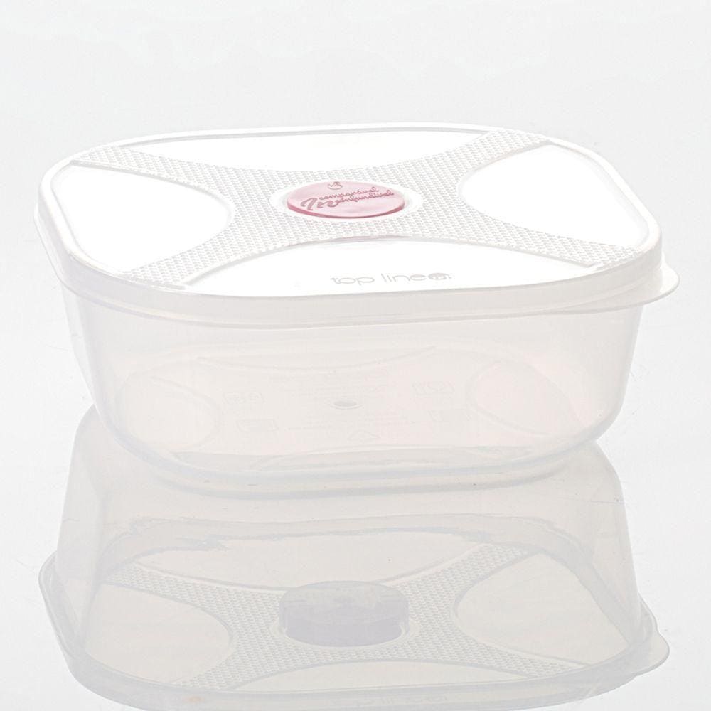 Pote Multiuso Quadrado 740ml com Válvula Rosa - Top Line