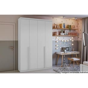 Guarda Roupa 4 Portas E 2 Gavetas Alonzo Plus Branco - Lopas
