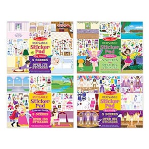 Almofadas de adesivos reutilizáveis: fadas, castelos, casas, vestidos - mais de 680 adesivos