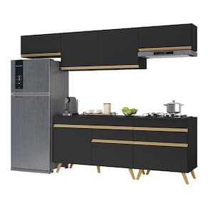 Cozinha Completa Veneza Gb Fg3708 Com Armário E Balcão Preta