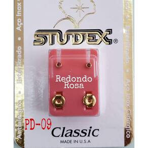 Brinco Studex Classic 2Mm Bezel Rosa Pequeno Dourado