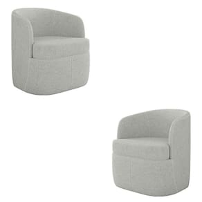 Kit 2 Poltronas Decorativas Bel Sala De Estar Base Giratória Linho Cinza G33 - Gran Belo