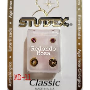 Brinco Studex Classic 4Mm Bezel Rosa Medio Dourado