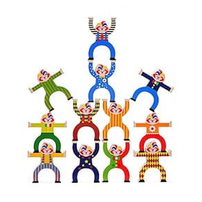 Jogo de empilhamento de palhaços de circo para crianças, blocos de equilíbrio de madeira