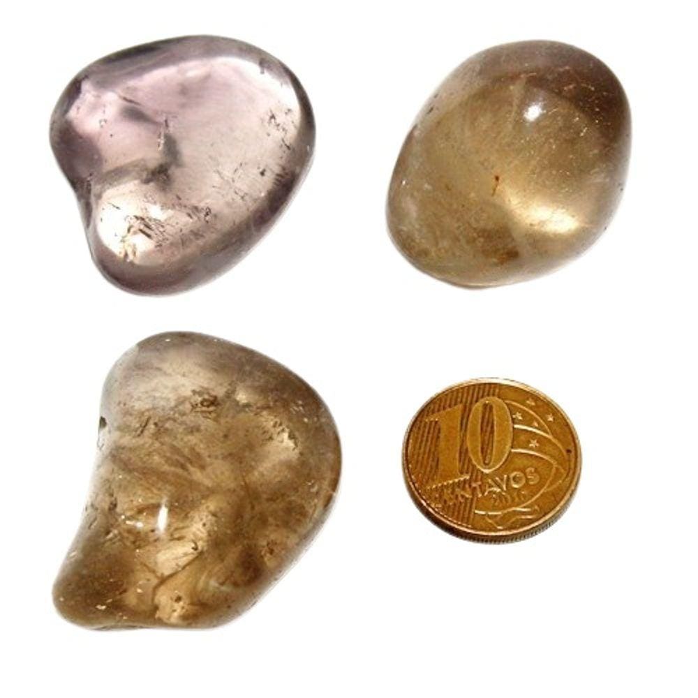 3 Pedra Rolada Quartzo Fumê Natural Para Coleção ou Pingente