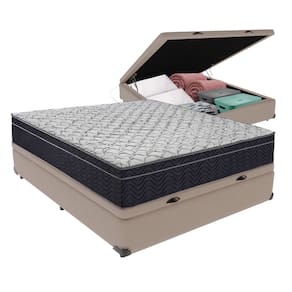 Cama + Box com Baú Viúva Colchão Ortobom D45 Firme Airtech