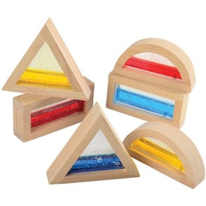 Conjunto de blocos de água — Glitter, retângulo/triângulo/círculo, para maiores de 3 anos