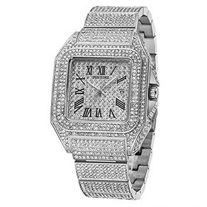 Relógio Iced Out Crystal Square para homens