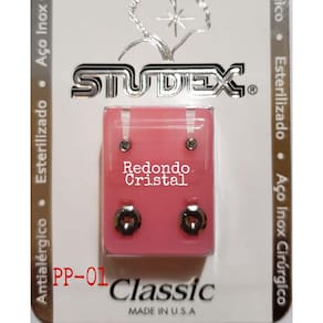 Brinco Studex Classic 2Mm Bezel Cristal Pequeno Dourado