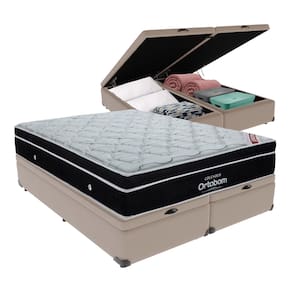Colchão Elegant Ortobom Base Baú Bege King Molas Ensacadas