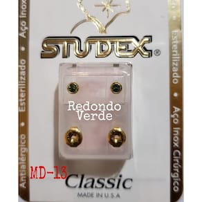 Brinco Studex Classic 4Mm Bezel Verde Medio Dourado