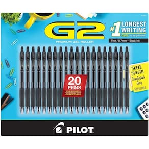 Canetas de gel G2, pretas, recarregáveis, 0,7 mm, 20 unidades