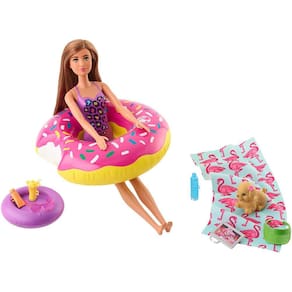 Conjunto Barbie Outdoor, Floatie, Puppy, 8 acessórios