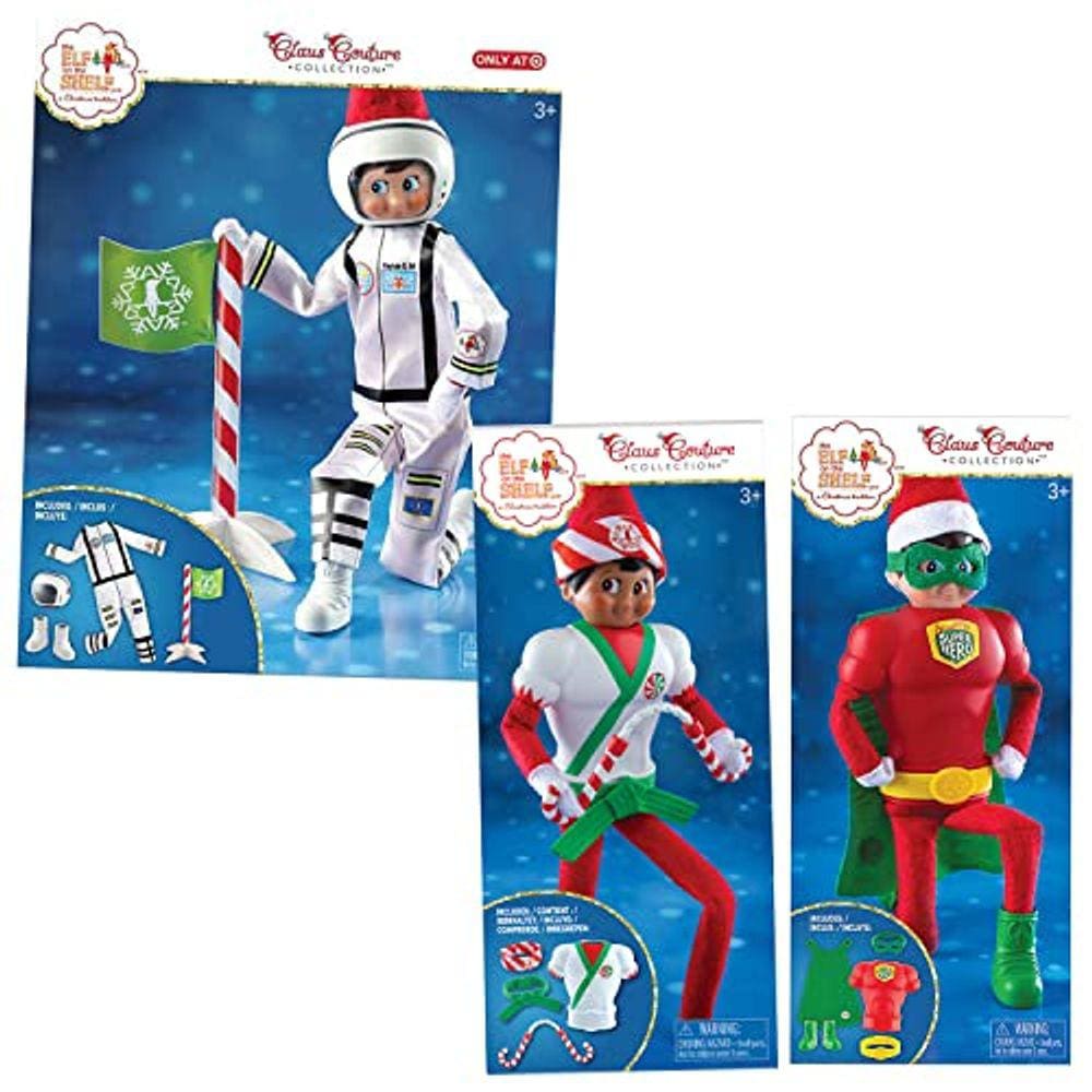 Pacote com 3 Elf on Shelf: Clausmonaut, Super Hero, Karate Kicks