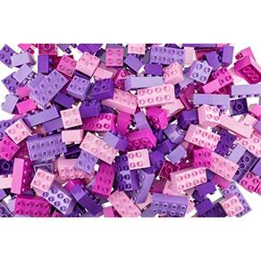 Conjunto Big Briks — 84 unidades — rosa, magenta, lavanda, roxo — maiores de 3 anos