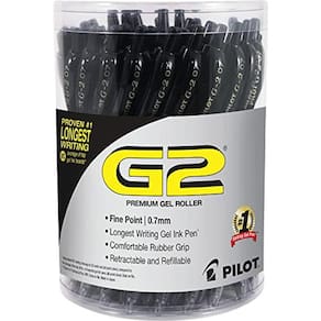 Canetas de gel G2, ponta fina, 0,7 mm, pretas, pacote com 36