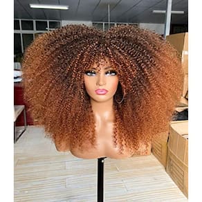 Peruca Sweece Curly Afro de 18 polegadas (marrom ombre)