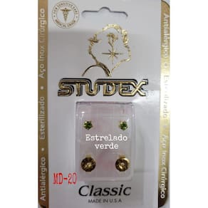 Brinco Studex Classic 4Mm Tiffany Verde Medio Dourado