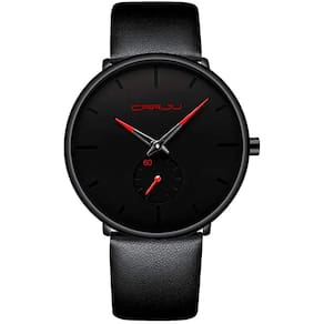 Relógio de pulso minimalista à prova d`água para homens com pulseira de couro