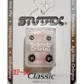 Brinco Studex Classic 4Mm Bezel Cristal Medio Prata