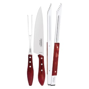 Jogo Trinchante Tramontina Inox Vermelho 03Pçs