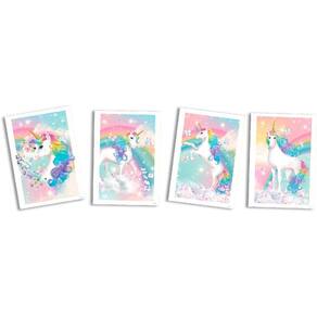 Quadros Decorativos Unicórnio New - 21cm X 31cm - 4 Unidades