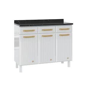 Gabinete De Cozinha Modulado Balcão Diamante 3 Portas E 3 Gavetas C/ Tampo 105cm Branco - Telasul
