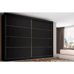 Guarda Roupa 2 Portas De Correr E 6 Gavetas Sevilha Preto - Europa