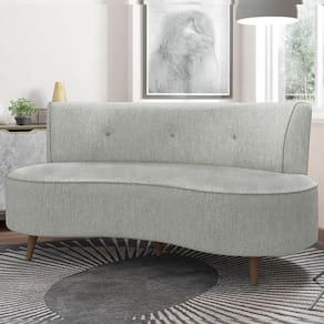 Sofá Living 2 Lugares 135cm Aang Pés Palito Linho Cinza G33 - Gran Belo