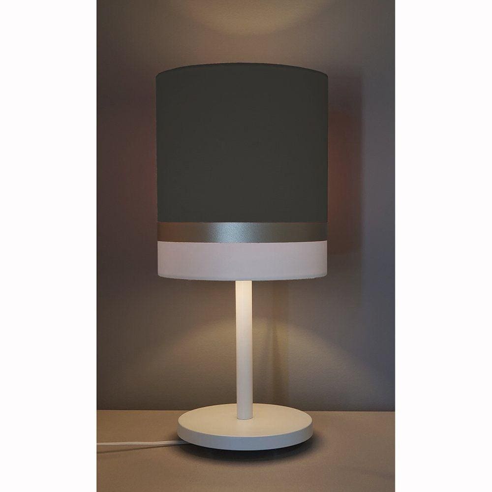 Abajur de Mesa 1 Foco 15w 5718 Faixa Dupla Tom Luz Iluminação Preto/Bronze/Branco