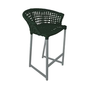 Banqueta Reis Em Corda Náutica E Base Em Alumínio Cinza Para área Gourmet Externa Verde Musgo Verde