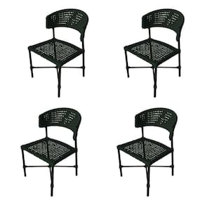Kit 4 Cadeiras Hortz Corda Náutica Base Em Alumínio Preto-verde Musgo - Cor: Verde