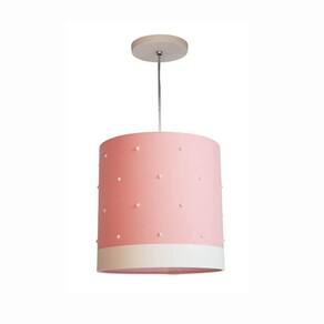Pendente 15W Pérolas Tom Luz Iluminação Rosa-bebê/Branco
