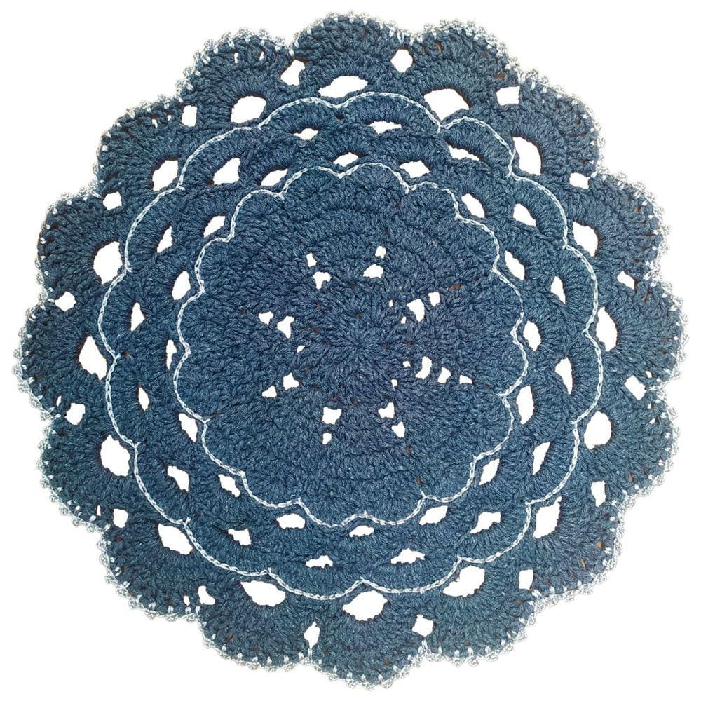 Sousplat de Mesa Feito a Mão com Barbante Grafite Numero 6 em Crochê para Decoração e Proteção
