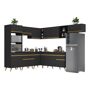Cozinha Completa De Canto Veneza Gb Mp2048 Com Armário E Balcão Preta