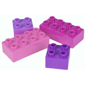Conjunto Big Briks — 108 peças — rosa, magenta, lavanda, roxo — Blocos de construção grandes